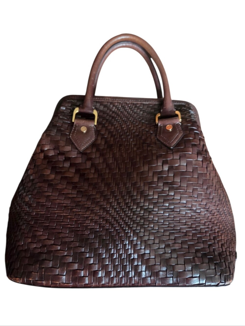 Cole Haan Vintage Espresso Rich Brown Classic Woven Leather Bag